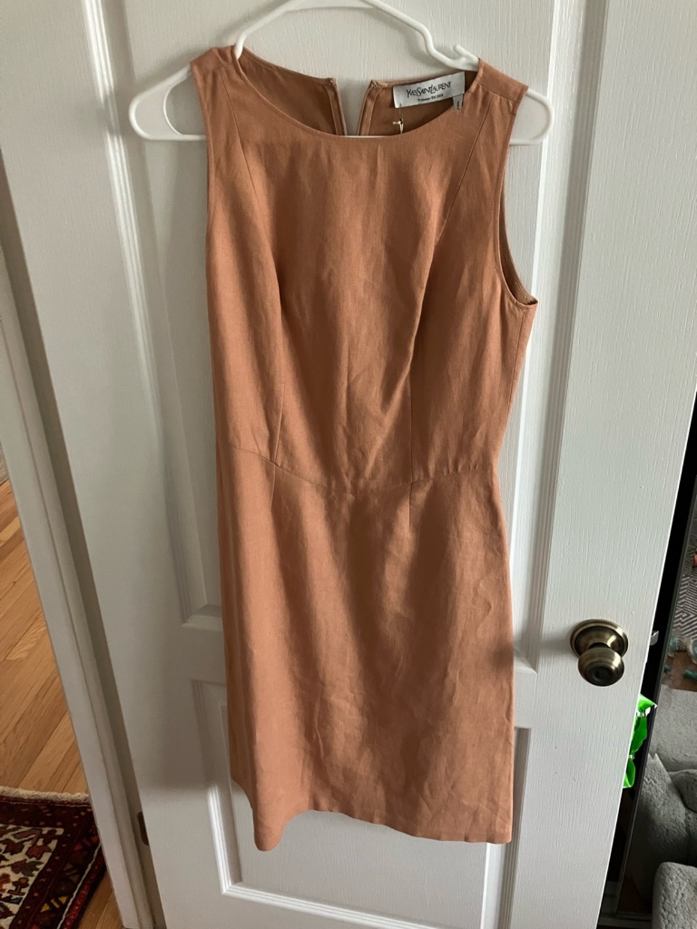 Yves Saint Laurent Sleeveless Peach linen Sheath Dress